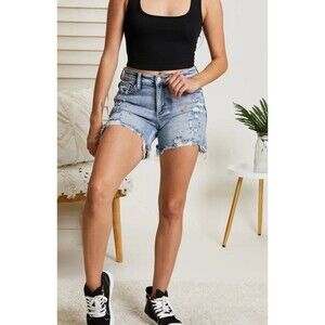 Judy Blue Women’s Large Paint Splatter Jean Shorts JB15245LT Size Large